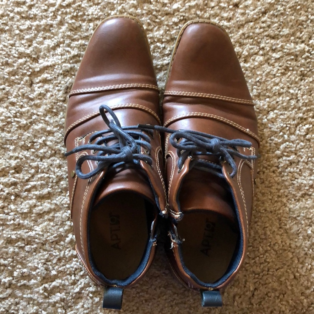 Brown leather boots for men
